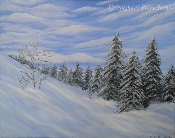 Snow Landscape Acrylic Painting