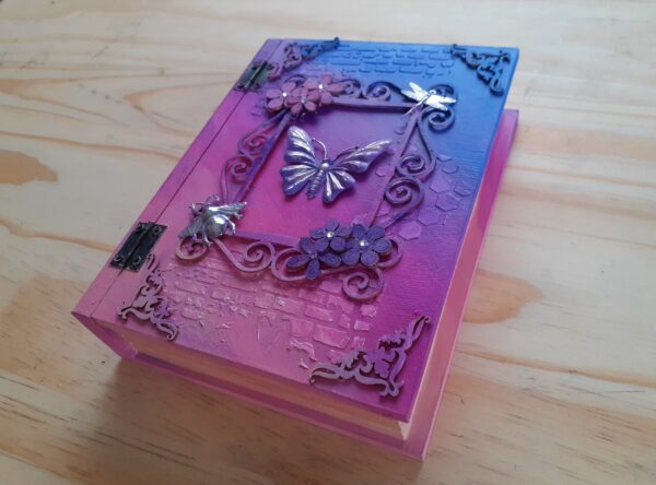 Wooden Book Box Pink and Purple - Image 2