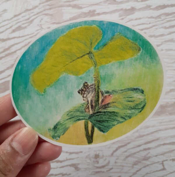 Frog Under Leaf Sticker - Image 2