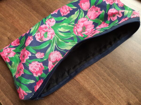 Floral Pink and Navy Pencil Case - Image 2