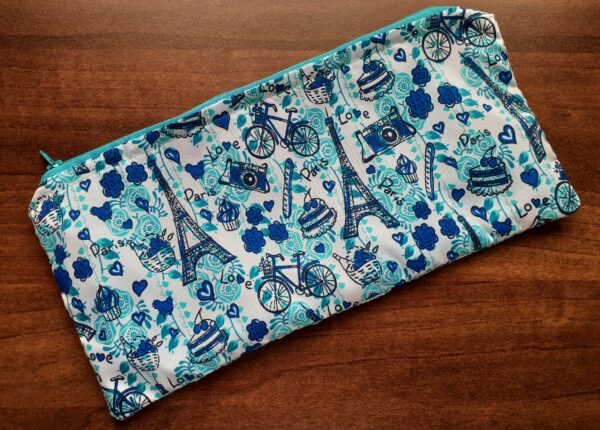 Paris Theme Blue Pencil Case